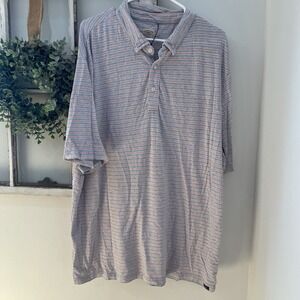 Faherty Movement Polo Shirt Pima Cotton Striped Pink‎ And Blue Size XXL